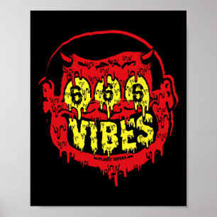 Póster Devil 666 Vibes - Retro Style 666 Funny Evil Hallo