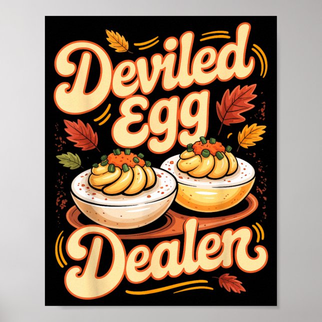Póster Deviled Egg Er Funny Retro Thanksgiving Food Quote (Frente)