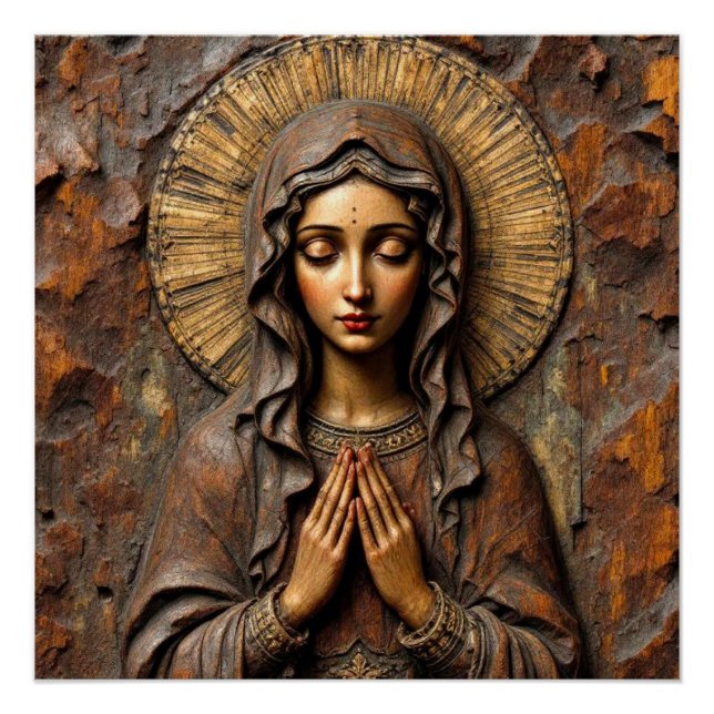 Póster Devoción Tallada Madera María (Anverso)