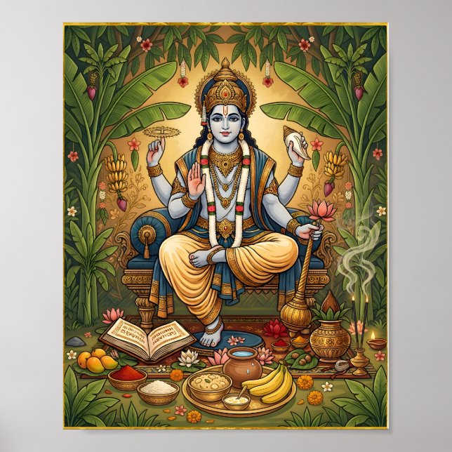 Póster devocional de Lord Satyanarayana para pared (Frente)