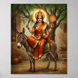 Póster devocional hindú de la diosa Sheetla Mata