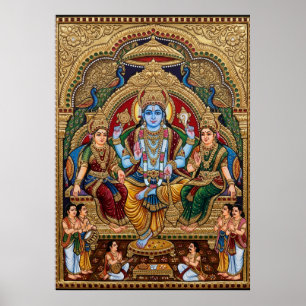 Póster Devocional Tanjore Vishnu   Tradicional Ind