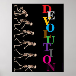 Póster "Devolution", funny, humor, parody of evolution