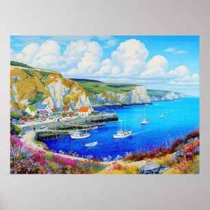 Póster "Devon Harbour Dreamscape" - Un paisaje marino ing