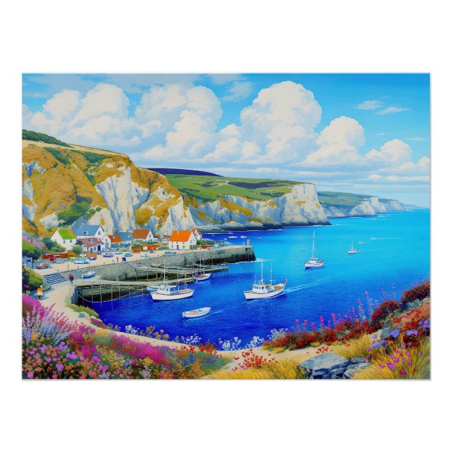 Póster "Devon Harbour Dreamscape" - Un paisaje marino ing (Anverso)