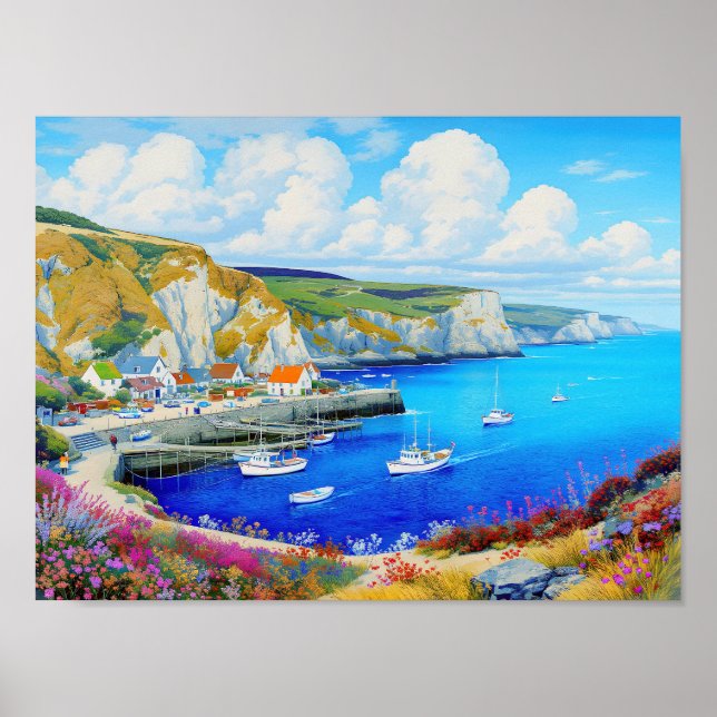 Póster "Devon Harbour Dreamscape" - Un paisaje marino ing (Frente)