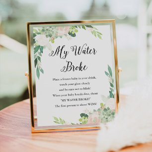 Póster DEVON My Water Broke Baby Shower Game Rótulo