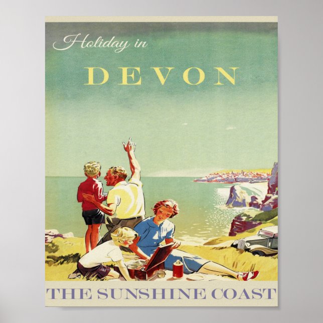 Póster Devon Vintage Travel (Frente)