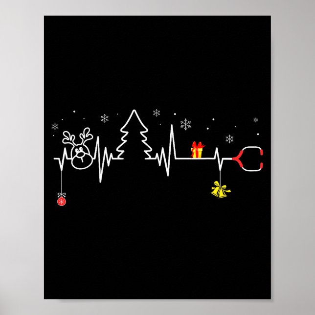 Póster Devoxtee Christmas Tree Heartbeat Funny Christmas  (Frente)