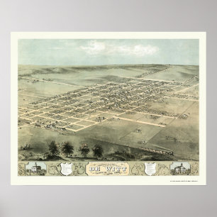 Póster DeWitt, IA Panoramic Map - 1868