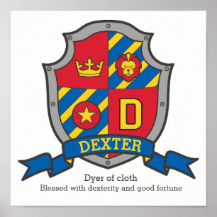 Póster Dexter boys name significa heraldry shield poster