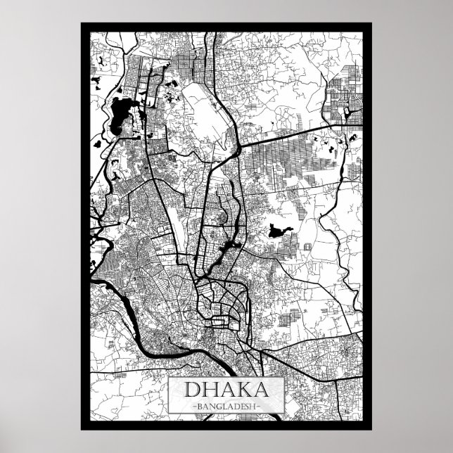 Póster Dhaka Bangladesh Map (Frente)