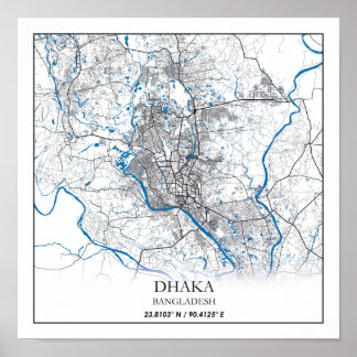 Póster Dhaka Bangladesh Mapa de viajes simple mínimo