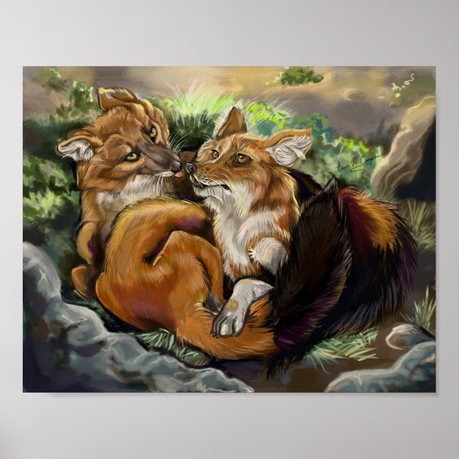 Póster Dhole Cuddle Pareja (Frente)