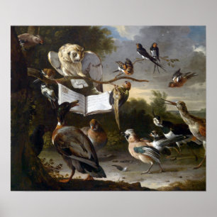 Póster d'Hondecoeter de Melchior el concierto de pájaros