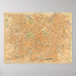 Póster Di Milano - mapa de Pianta de Milano, Italia