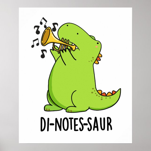 Póster Di-notes-saur divertido chiste de dinosaurio (Frente)