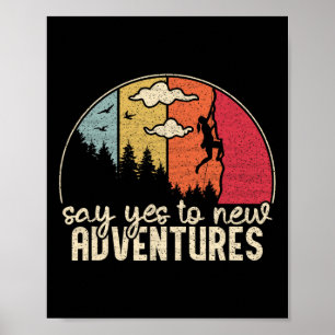 Póster Di Sí a Nuevas Aventuras - Chica Escalando Vintage