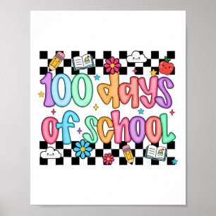 Póster Día 100 de la escuela profesor niño divertido 100