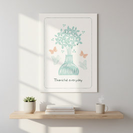 Póster Día a día: Mariposas pálidas y flores