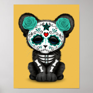 Póster Día azul verde azulado de la pantera muerta Cub