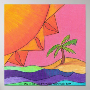 Póster "Día caliente en poster de la isla"