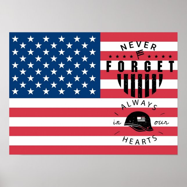 Póster Día conmemorativo, bandera de los Estados Unidos (Frente)