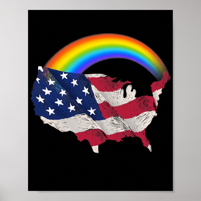 Póster Día conmemorativo LGBTQ Arcoiris con bandera estad (Frente)