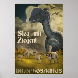 Póster Día D de Dino: Dilophosaurus