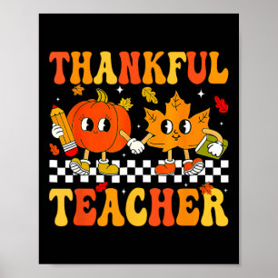 Póster Día De Acción De Gracias Al Profesor Retro Groovy 