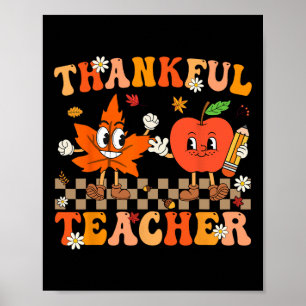 Póster Día De Acción De Gracias Al Profesor Retro Groovy