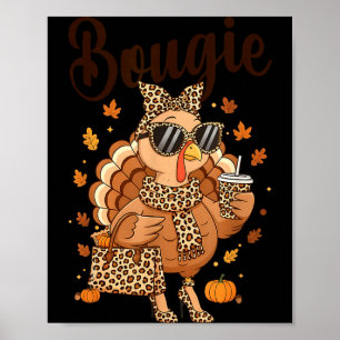 Póster Día de Acción de Gracias Bougie Pavo Divertido Bou