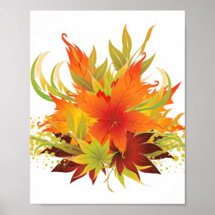 Póster Día de Acción de Gracias de Autumn Leaves