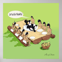Póster Día de Acción de Gracias de los nativos estadounid