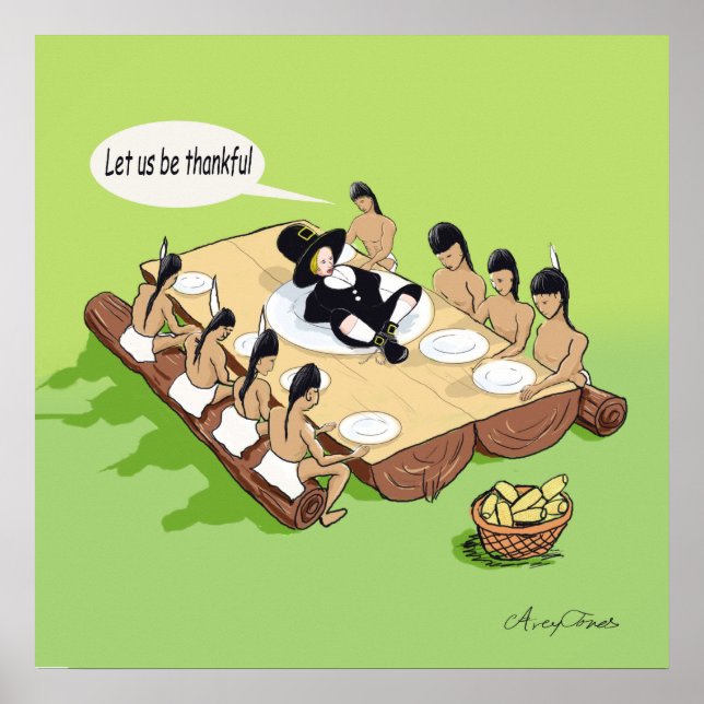 Póster Día de Acción de Gracias de los nativos estadounid (Frente)