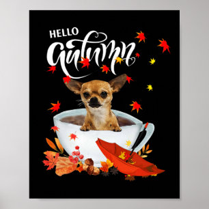 Póster Día De Acción De Gracias Del Chihuahua Autumn Dog