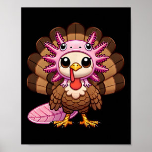 Póster Día de Acción de Gracias Divertido Ajolote Pavo Di