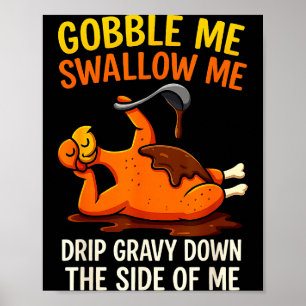 Póster Día de Acción de Gracias Divertido Pavo Tragame En