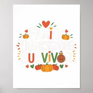 Póster Día de Acción de Gracias Familiar Sobreviviente Dí