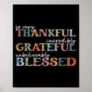 Póster Día de Acción de Gracias Feliz Agradecido Bendito 