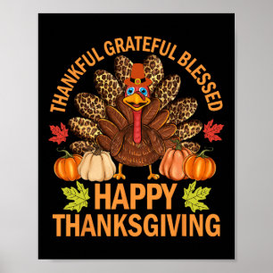 Póster Día de Acción de Gracias Feliz Pavo Divertido Cala