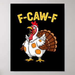 Póster Día de Acción de Gracias Gallina Divertida Disfraz