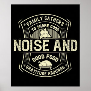 Póster Día de Acción de Gracias - La familia se reúne par