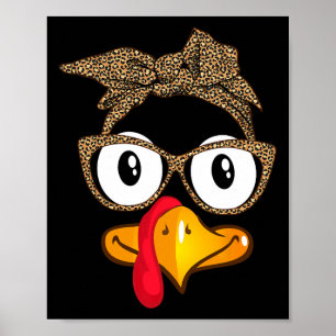 Póster Día de Acción de Gracias Pavo Día Leopardo Sungles