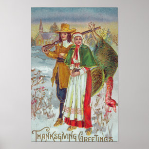 Póster Día de Acción de Gracias Vintage