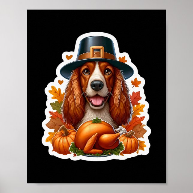 Póster Día de Acción de Gracias Welsh Springer Spaniel Du (Frente)