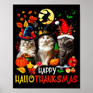 Póster Día de brujas Día de acción de gracias Navidad Fel