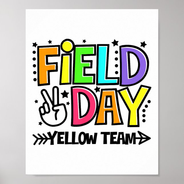 Póster Día de Campo Equipo Amarillo Divertido Para Niños  (Frente)