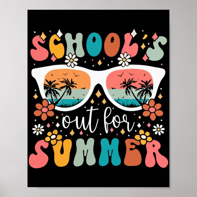 Póster Día De Colegios De Groovy Fuera Para La Enseñanza  (Frente)