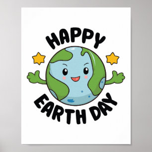 Póster Día de Conciencia de la Tierra Planeta Lindo Feliz